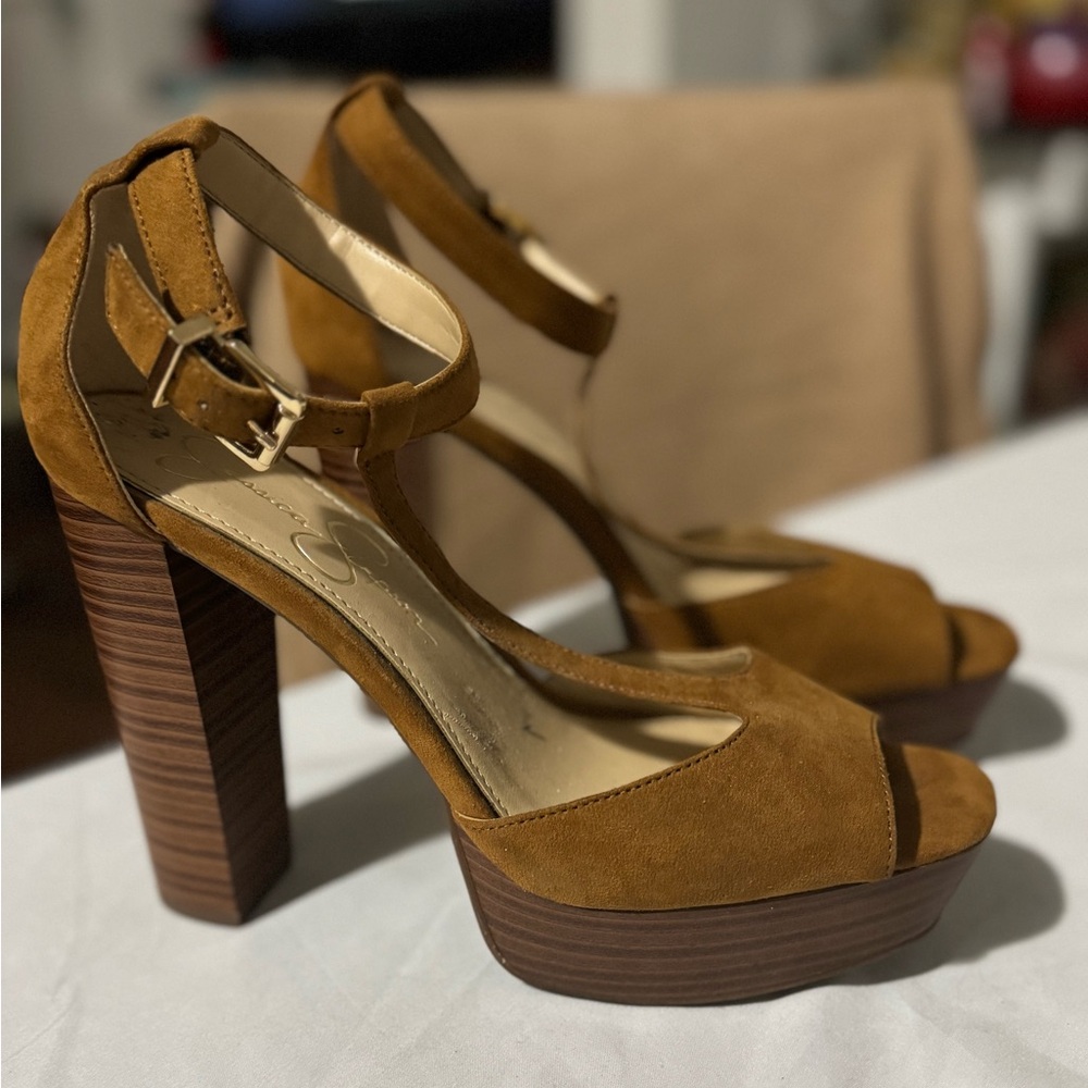 Brown chunky heels